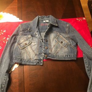 Younique cropped jean jacket.  Size Large.